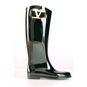 RRP $850 VALENTINO GARAVANI Wellington Boots US6 UK3 EU36 Logo Made in Italy